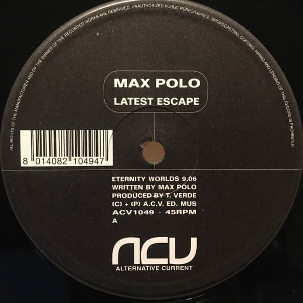 Latest Escape (Single) Vinyl - ACV Records 1995 - Item used located in United kindom.